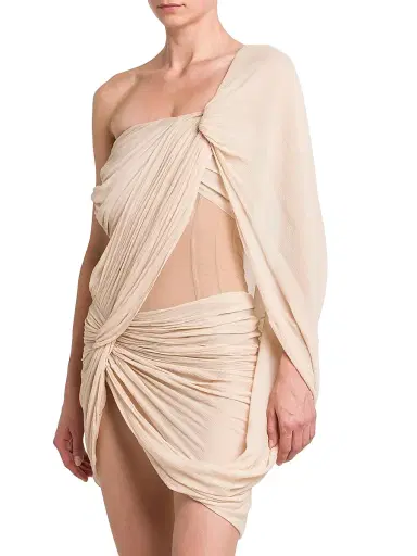 Stella McCartney Women's Drape Creponne Silk Asymmetric Cape Minidress | Thumbnail 4 Stella McCartney Women's Drape Creponne Silk Asymmetric Cape Minidress | Thumbnail 4