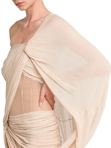 Stella McCartney Women's Drape Creponne Silk Asymmetric Cape Minidress | Thumbnail 6 Stella McCartney Women's Drape Creponne Silk Asymmetric Cape Minidress | Thumbnail 6