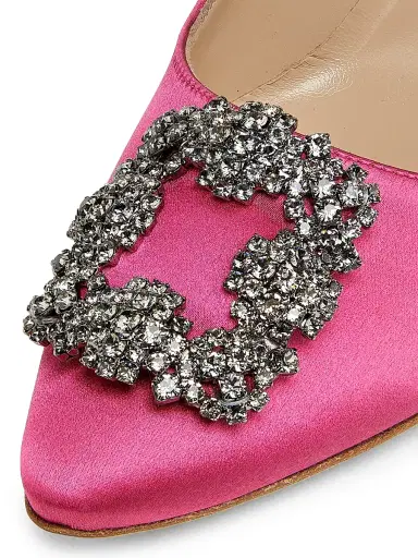 Manolo Blahnik Women's Hangisi 105MM Embellished Satin Pumps - Dark Pink | Thumbnail 5 Manolo Blahnik Women's Hangisi 105MM Embellished Satin Pumps - Dark Pink | Thumbnail 5