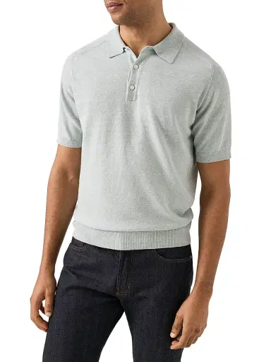 Eton Men's Linen-Cotton Woven Polo Shirt - Green - Size XL | Thumbnail 2 Eton Men's Linen-Cotton Woven Polo Shirt - Green - Size XL | Thumbnail 2