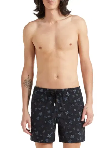 Vilebrequin Men's Embroidered Ronde des Tortues Swim Trunks - Noir | Thumbnail 4 Vilebrequin Men's Embroidered Ronde des Tortues Swim Trunks - Noir | Thumbnail 4