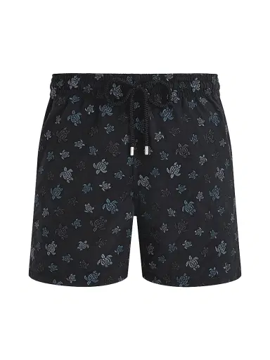 Vilebrequin Men's Embroidered Ronde des Tortues Swim Trunks - Noir | Thumbnail 1 Vilebrequin Men's Embroidered Ronde des Tortues Swim Trunks - Noir | Thumbnail 1