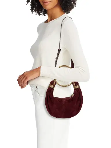 Chloé Women's Mini Bracelet Suede Hobo Bag - Deep Violine | Thumbnail 3 Chloé Women's Mini Bracelet Suede Hobo Bag - Deep Violine | Thumbnail 3