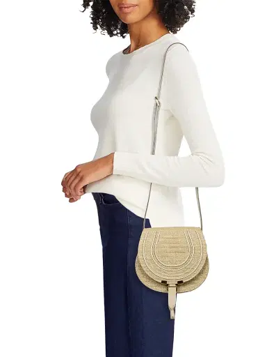 Chloé Women's Marcie Raffia & Leather Saddle Bag - Smoky Beige | Thumbnail 2 Chloé Women's Marcie Raffia & Leather Saddle Bag - Smoky Beige | Thumbnail 2