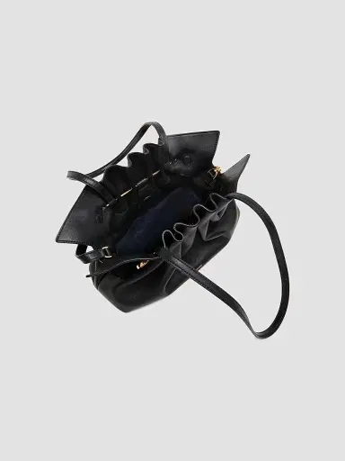 FERRAGAMO Women's Gancio Piercing Gathered Leather Shoulder Bag - Nero | Thumbnail 3 FERRAGAMO Women's Gancio Piercing Gathered Leather Shoulder Bag - Nero | Thumbnail 3