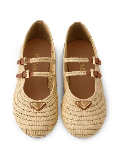 Prada Women's Crochet Ballerinas - Beige Brown | Thumbnail 4 Prada Women's Crochet Ballerinas - Beige Brown | Thumbnail 4