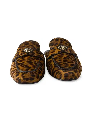 Prada Women's Leopard Print Leather Mules - Beige Khaki | Thumbnail 4 Prada Women's Leopard Print Leather Mules - Beige Khaki | Thumbnail 4