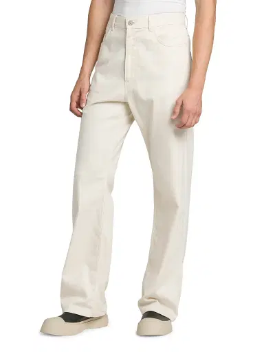 Marni Men's Lightweight Denim Wide-Leg Trousers - Bone - Size 34 | Thumbnail 4 Marni Men's Lightweight Denim Wide-Leg Trousers - Bone - Size 34 | Thumbnail 4