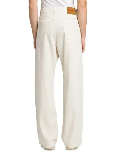 Marni Men's Lightweight Denim Wide-Leg Trousers - Bone - Size 34 | Thumbnail 5 Marni Men's Lightweight Denim Wide-Leg Trousers - Bone - Size 34 | Thumbnail 5