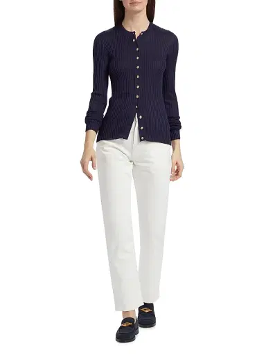 Jil Sander Women's Superfine Seamless Silk Rib-Knit Cardigan - Midnight - Size 2 | Thumbnail 2 Jil Sander Women's Superfine Seamless Silk Rib-Knit Cardigan - Midnight - Size 2 | Thumbnail 2