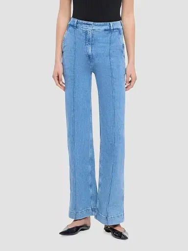 Another Tomorrow Women's High Waisted Denim Trousers - Light Blue | Thumbnail 2 Another Tomorrow Women's High Waisted Denim Trousers - Light Blue | Thumbnail 2