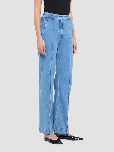 Another Tomorrow Women's High Waisted Denim Trousers - Light Blue | Thumbnail 3 Another Tomorrow Women's High Waisted Denim Trousers - Light Blue | Thumbnail 3