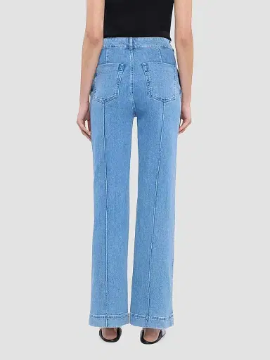Another Tomorrow Women's High Waisted Denim Trousers - Light Blue | Thumbnail 4 Another Tomorrow Women's High Waisted Denim Trousers - Light Blue | Thumbnail 4