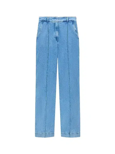 Another Tomorrow Women's High Waisted Denim Trousers - Light Blue | Thumbnail 1 Another Tomorrow Women's High Waisted Denim Trousers - Light Blue | Thumbnail 1