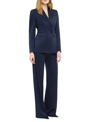 Another Tomorrow Women's Wide Leg Suit Pants - Navy | Thumbnail 6 Another Tomorrow Women's Wide Leg Suit Pants - Navy | Thumbnail 6