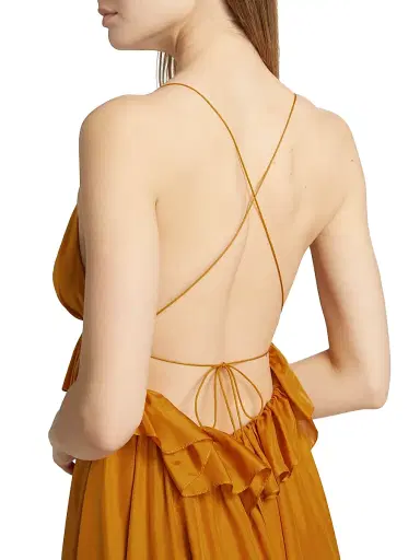 Zimmermann Women's Rhiannon Ruffled Silk Maxi Dress - Gold | Thumbnail 6 Zimmermann Women's Rhiannon Ruffled Silk Maxi Dress - Gold | Thumbnail 6