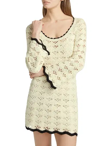 Zimmermann Women's Rhiannon Crochet Minidress - Cream Black | Thumbnail 3 Zimmermann Women's Rhiannon Crochet Minidress - Cream Black | Thumbnail 3