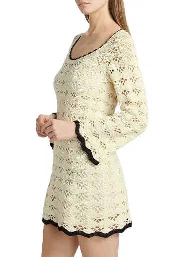 Zimmermann Women's Rhiannon Crochet Minidress - Cream Black | Thumbnail 4 Zimmermann Women's Rhiannon Crochet Minidress - Cream Black | Thumbnail 4
