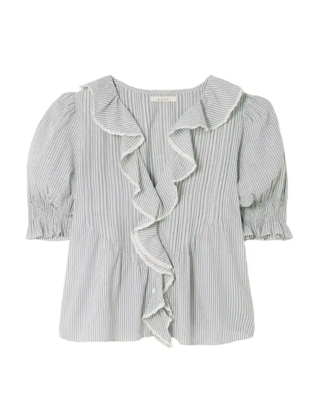 Henri Lace-trimmed Ruffled Pintucked Striped Organic Cotton-voile Top Henri Lace-trimmed Ruffled Pintucked Striped Organic Cotton-voile Top