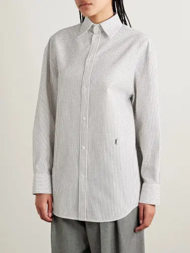 Saint Laurent Embroidered Striped Cotton Shirt | Thumbnail 3 Saint Laurent Embroidered Striped Cotton Shirt | Thumbnail 3