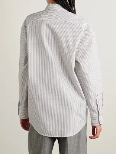 Saint Laurent Embroidered Striped Cotton Shirt | Thumbnail 4 Saint Laurent Embroidered Striped Cotton Shirt | Thumbnail 4
