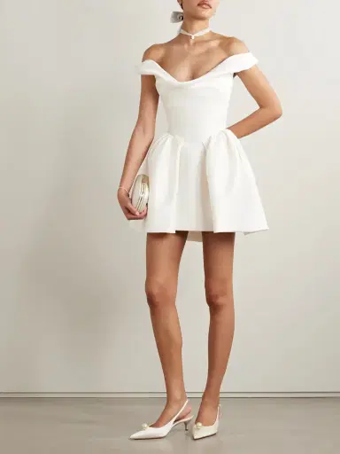 Vivienne Westwood Bagatelle Off-the-shoulder Gathered Duchesse Silk-satin Mini Dress | Thumbnail 2 Vivienne Westwood Bagatelle Off-the-shoulder Gathered Duchesse Silk-satin Mini Dress | Thumbnail 2