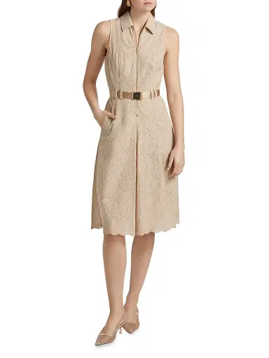 L'AGENCE Women's Kylo Cotton-Blend Lace Belted Shirtdress - Black | Thumbnail 2 L'AGENCE Women's Kylo Cotton-Blend Lace Belted Shirtdress - Black | Thumbnail 2