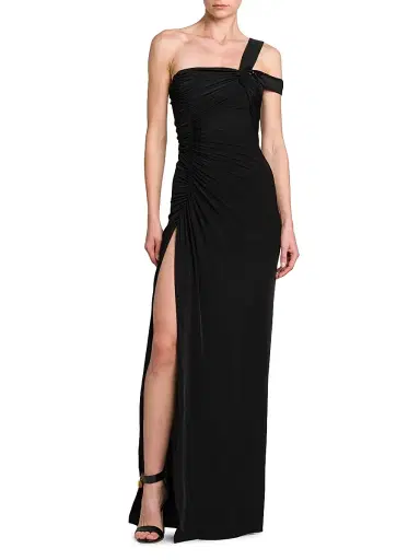 TOM FORD Women's Knotted One-Shoulder Column Gown - Black | Thumbnail 2 TOM FORD Women's Knotted One-Shoulder Column Gown - Black | Thumbnail 2