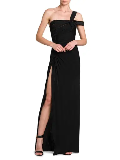 TOM FORD Women's Knotted One-Shoulder Column Gown - Black | Thumbnail 3 TOM FORD Women's Knotted One-Shoulder Column Gown - Black | Thumbnail 3