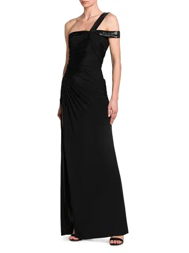 TOM FORD Women's Knotted One-Shoulder Column Gown - Black | Thumbnail 4 TOM FORD Women's Knotted One-Shoulder Column Gown - Black | Thumbnail 4
