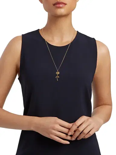 McQueen Women's Goldtone Dipped Rose Pendant Necklace - Giallohava | Thumbnail 2 McQueen Women's Goldtone Dipped Rose Pendant Necklace - Giallohava | Thumbnail 2