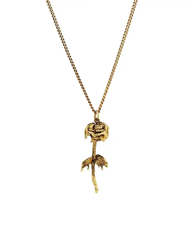 Women's Goldtone Dipped Rose Pendant Necklace - Giallohava Women's Goldtone Dipped Rose Pendant Necklace - Giallohava