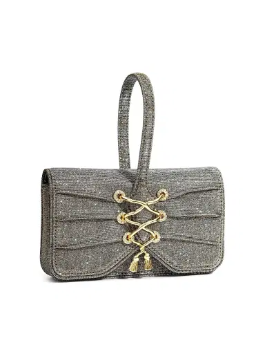 ALEXIS BITTAR Women's Lace-Up Wristlet - Disco Gold | Thumbnail 3 ALEXIS BITTAR Women's Lace-Up Wristlet - Disco Gold | Thumbnail 3