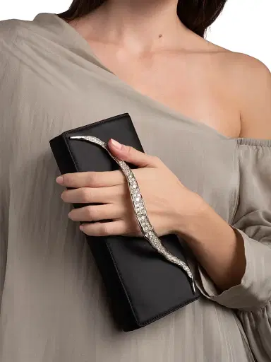 ALEXIS BITTAR Women's Crystal Curve Satin Clutch - Black | Thumbnail 2 ALEXIS BITTAR Women's Crystal Curve Satin Clutch - Black | Thumbnail 2