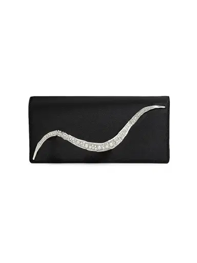 ALEXIS BITTAR Women's Crystal Curve Satin Clutch - Black | Thumbnail 1 ALEXIS BITTAR Women's Crystal Curve Satin Clutch - Black | Thumbnail 1