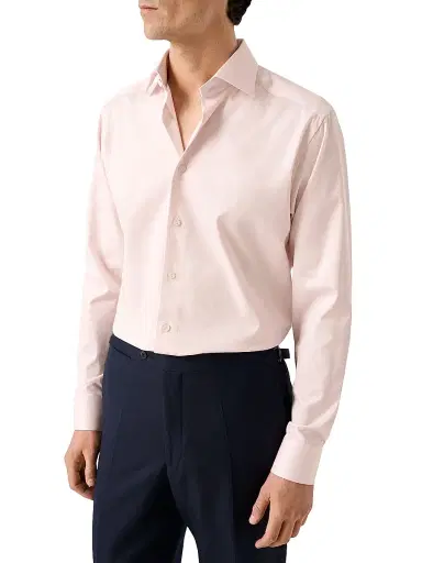 Eton Men's Contemporary-Fit Solid Cotton-Blend Button-Front Shirt - Pink | Thumbnail 3 Eton Men's Contemporary-Fit Solid Cotton-Blend Button-Front Shirt - Pink | Thumbnail 3
