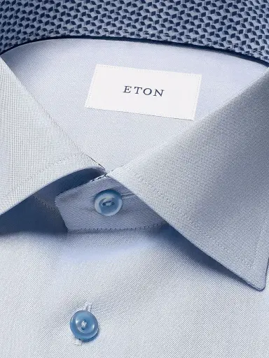 Eton Men's Geometric Contemporary-Fit Solid Shirt - Blue - Size 18 | Thumbnail 5 Eton Men's Geometric Contemporary-Fit Solid Shirt - Blue - Size 18 | Thumbnail 5