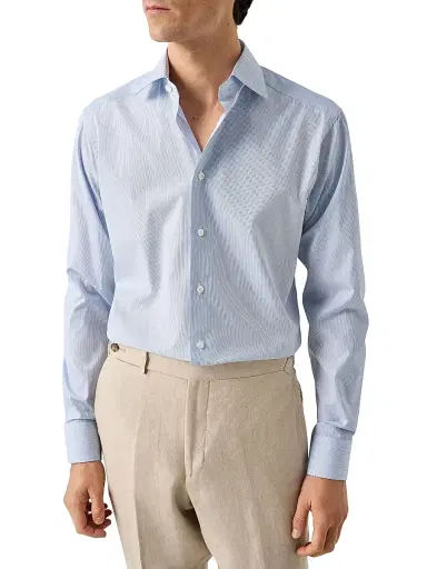 Eton Men's Contemporary-Fit Elevated Striped Button-Front Shirt | Thumbnail 3 Eton Men's Contemporary-Fit Elevated Striped Button-Front Shirt | Thumbnail 3