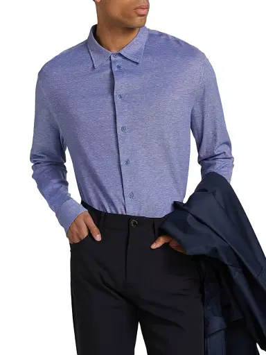Emporio Armani Men's Piqué Jersey Sport Shirt - Avio Oxford - Size XL | Thumbnail 3 Emporio Armani Men's Piqué Jersey Sport Shirt - Avio Oxford - Size XL | Thumbnail 3