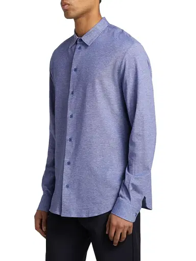 Emporio Armani Men's Piqué Jersey Sport Shirt - Avio Oxford - Size XL | Thumbnail 4 Emporio Armani Men's Piqué Jersey Sport Shirt - Avio Oxford - Size XL | Thumbnail 4