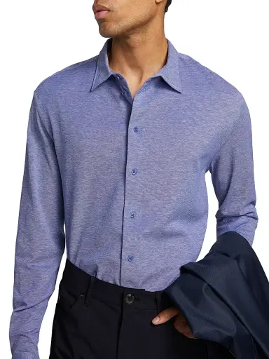 Emporio Armani Men's Piqué Jersey Sport Shirt - Avio Oxford - Size XL | Thumbnail 6 Emporio Armani Men's Piqué Jersey Sport Shirt - Avio Oxford - Size XL | Thumbnail 6