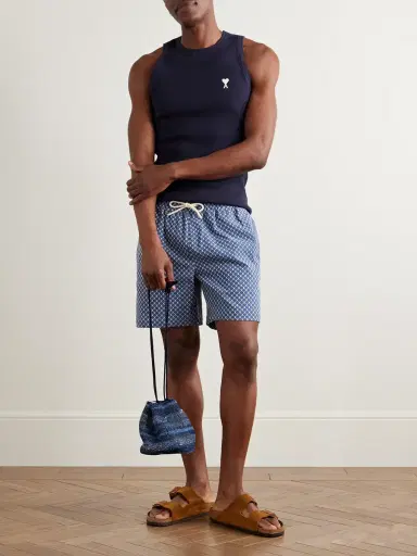 Portuguese Flannel Straight-Leg Organic Cotton-Blend Jacquard Drawstring Shorts - Men | Thumbnail 2 Portuguese Flannel Straight-Leg Organic Cotton-Blend Jacquard Drawstring Shorts - Men | Thumbnail 2