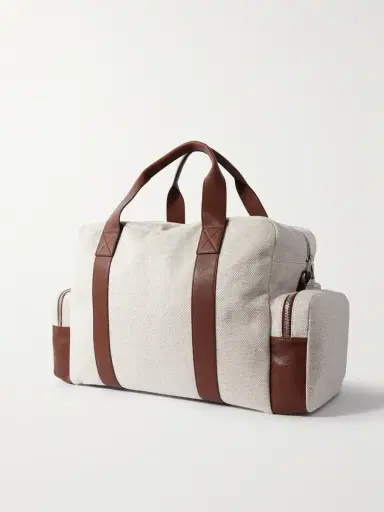 Brunello Cucinelli Leather-Trimmed Canvas Weekend Bag - Men | Thumbnail 3 Brunello Cucinelli Leather-Trimmed Canvas Weekend Bag - Men | Thumbnail 3