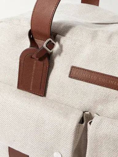 Brunello Cucinelli Leather-Trimmed Canvas Weekend Bag - Men | Thumbnail 4 Brunello Cucinelli Leather-Trimmed Canvas Weekend Bag - Men | Thumbnail 4