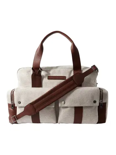 Brunello Cucinelli Leather-Trimmed Canvas Weekend Bag - Men | Thumbnail 1 Brunello Cucinelli Leather-Trimmed Canvas Weekend Bag - Men | Thumbnail 1