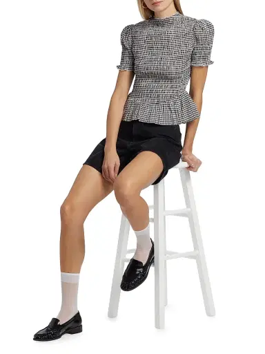 Reformation Women's Aggie Gingham Check Peplum Top - Remy Check | Thumbnail 2 Reformation Women's Aggie Gingham Check Peplum Top - Remy Check | Thumbnail 2
