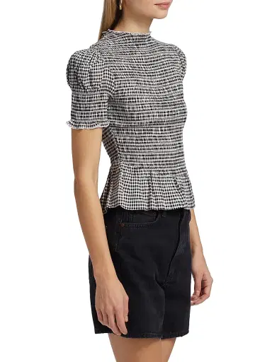 Reformation Women's Aggie Gingham Check Peplum Top - Remy Check | Thumbnail 4 Reformation Women's Aggie Gingham Check Peplum Top - Remy Check | Thumbnail 4
