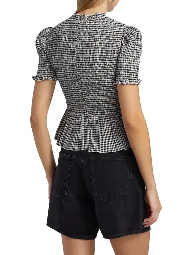 Reformation Women's Aggie Gingham Check Peplum Top - Remy Check | Thumbnail 5 Reformation Women's Aggie Gingham Check Peplum Top - Remy Check | Thumbnail 5
