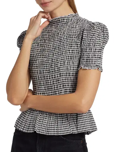 Reformation Women's Aggie Gingham Check Peplum Top - Remy Check | Thumbnail 6 Reformation Women's Aggie Gingham Check Peplum Top - Remy Check | Thumbnail 6