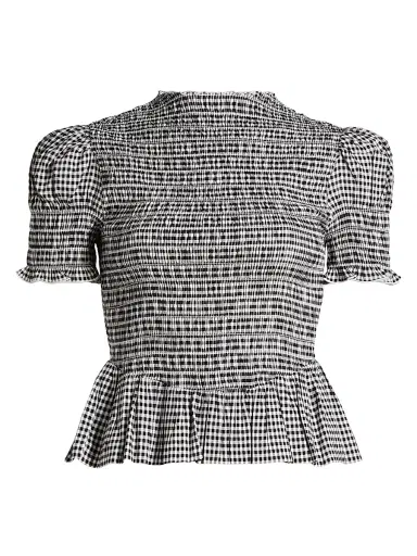 Reformation Women's Aggie Gingham Check Peplum Top - Remy Check | Thumbnail 1 Reformation Women's Aggie Gingham Check Peplum Top - Remy Check | Thumbnail 1